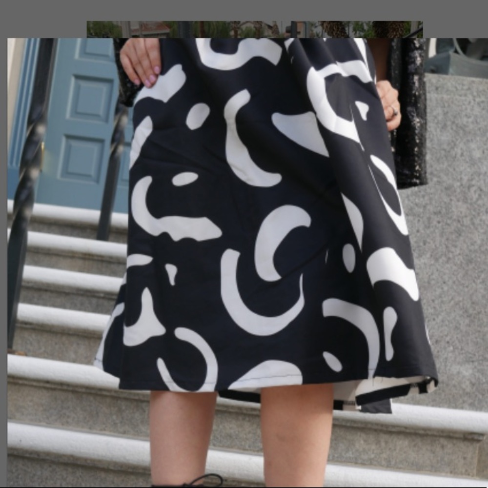 SheIn black white midi skirt A line
